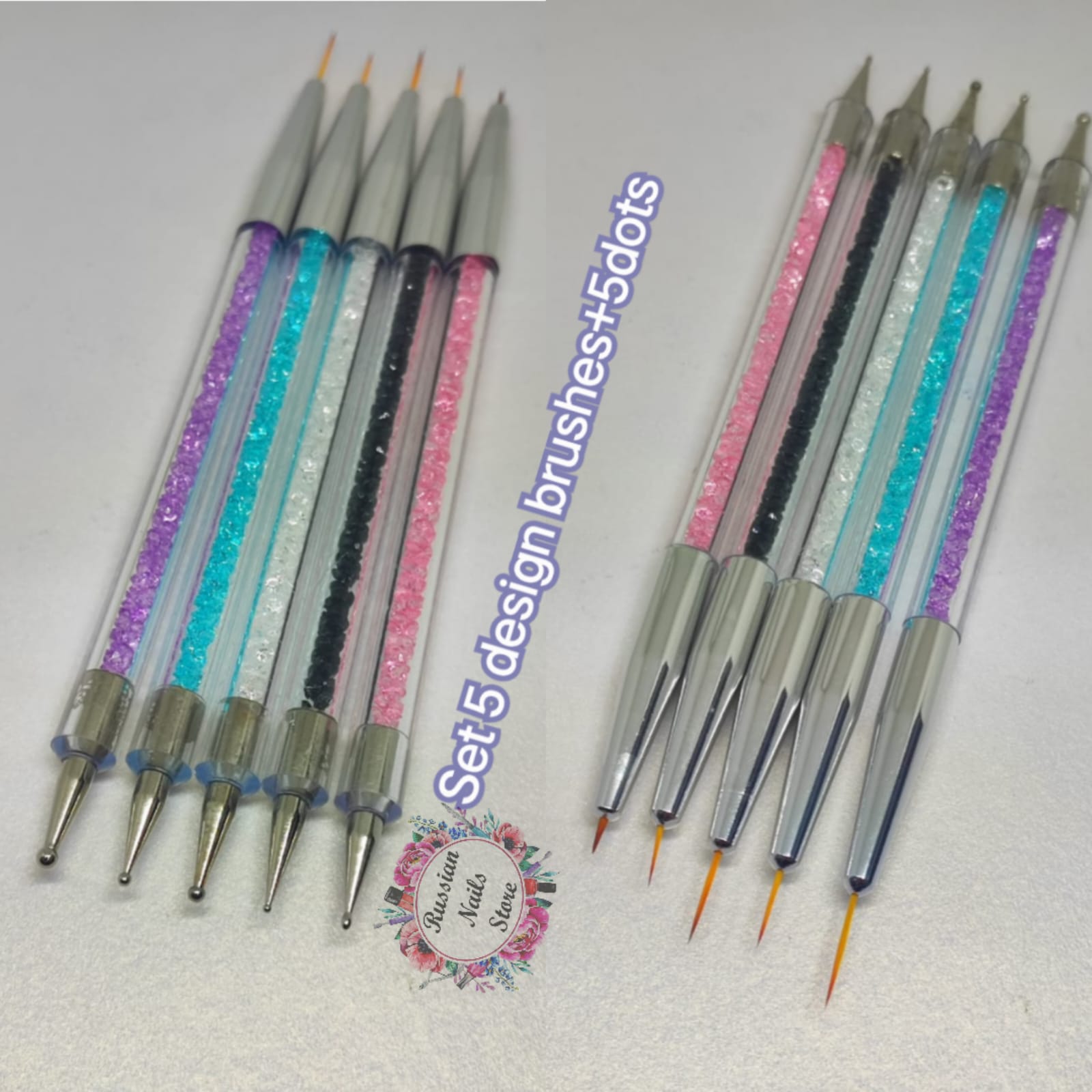 Nail design set 5pcs dots+5pcs brushes