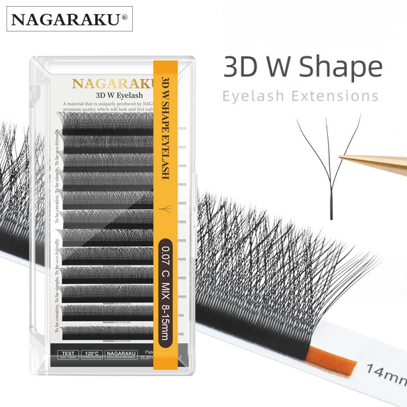 Nagaraku 3D W shape (0.07D-0.07C)Mix sizes 8-15mm